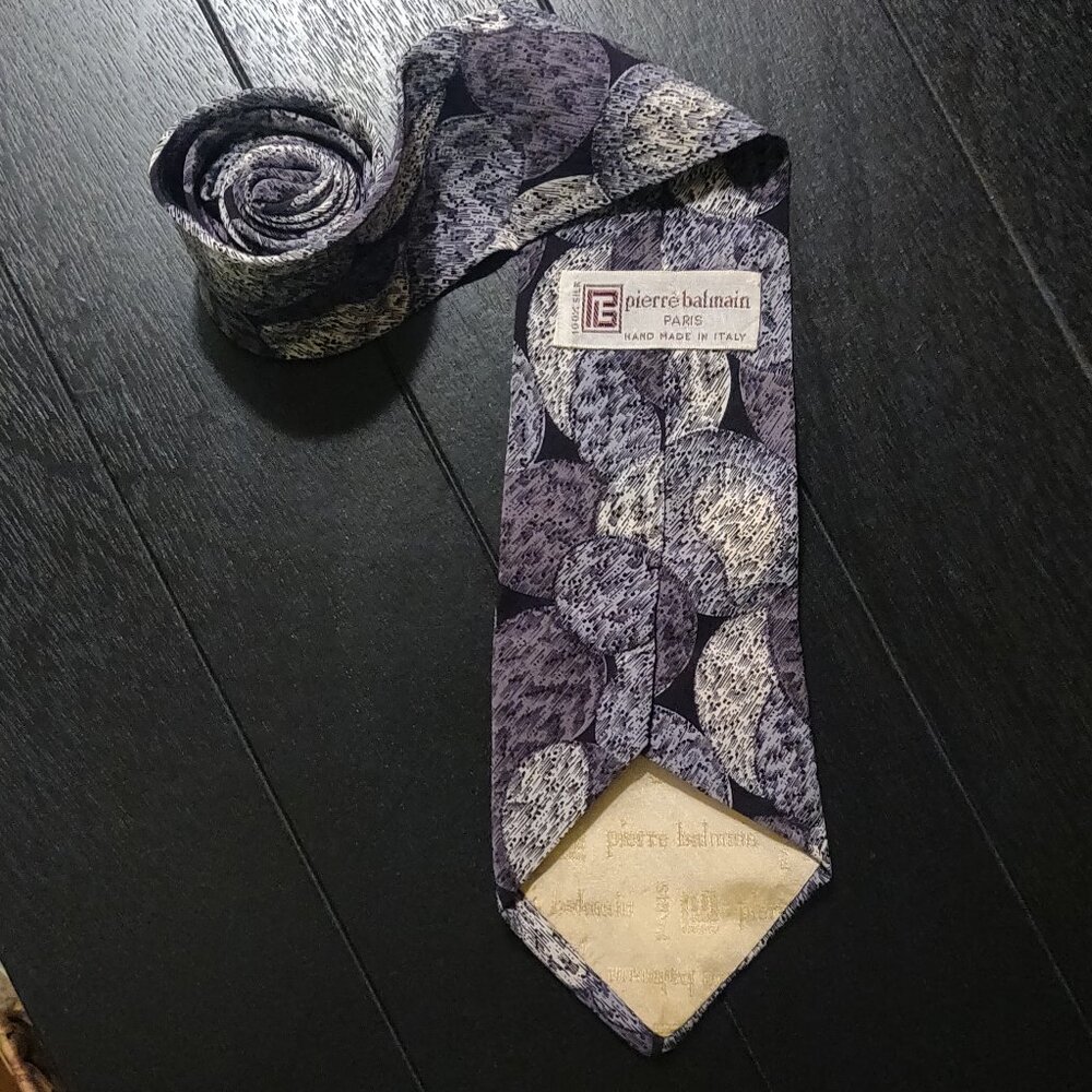 Pierre Balmain Paris 100% Silk Grey/Black Men's Neck Tie